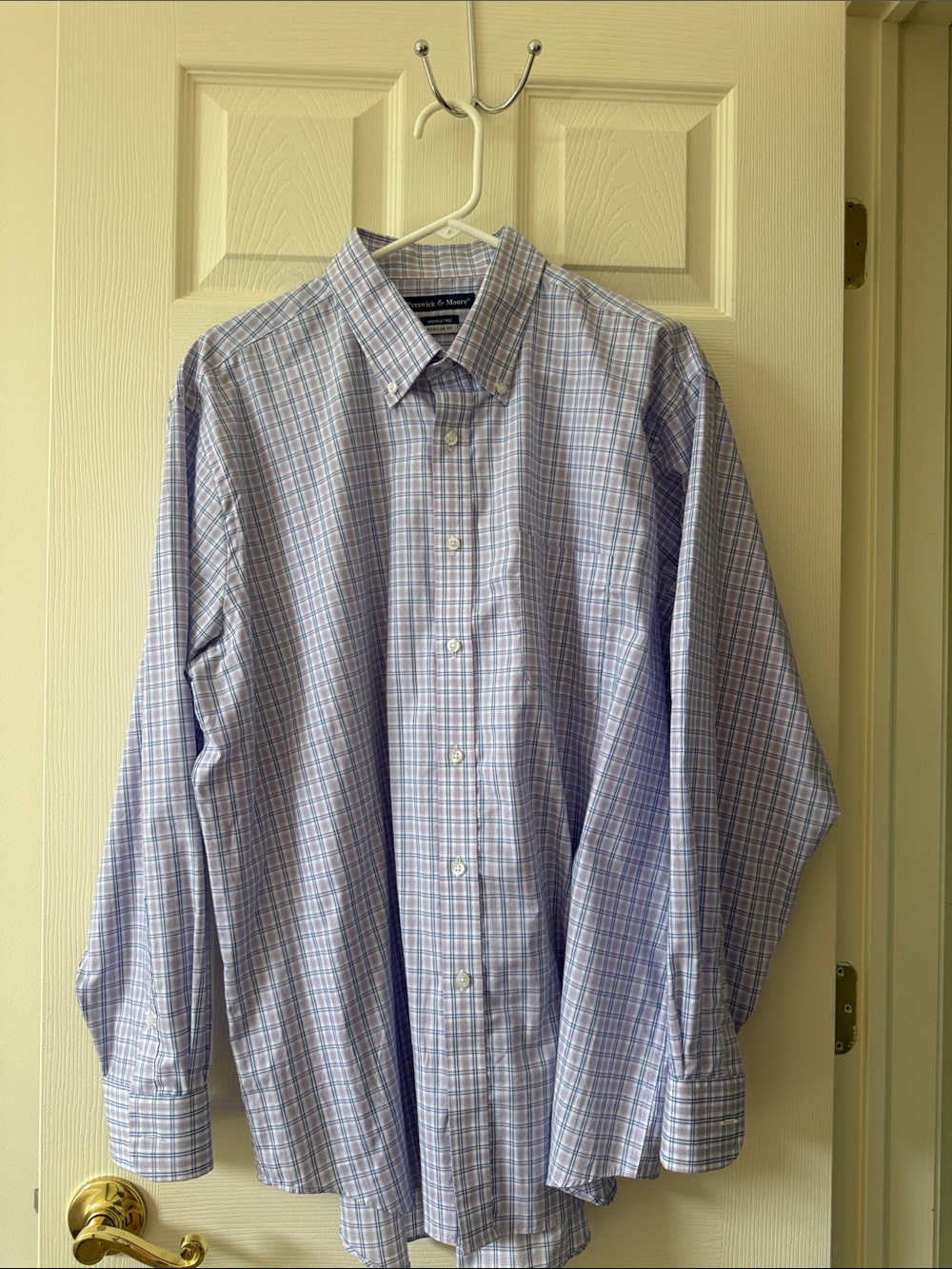 Preswick & Moore Light Blue and White Plaid Dress Shirt